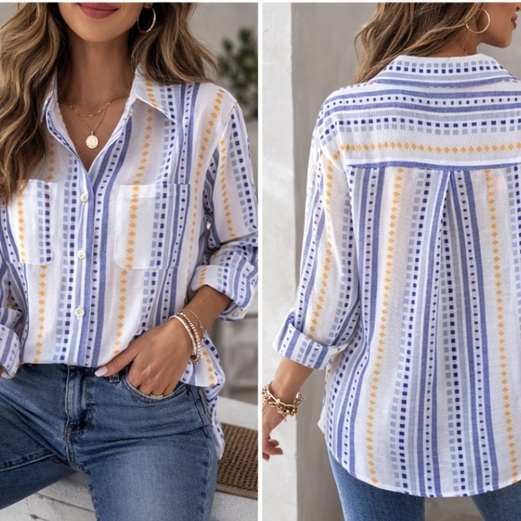 Alfred Dunner Multi Color 3/4 Sleeve Blouse/ Tunic Top XL Spring! - Picture 2 of 11